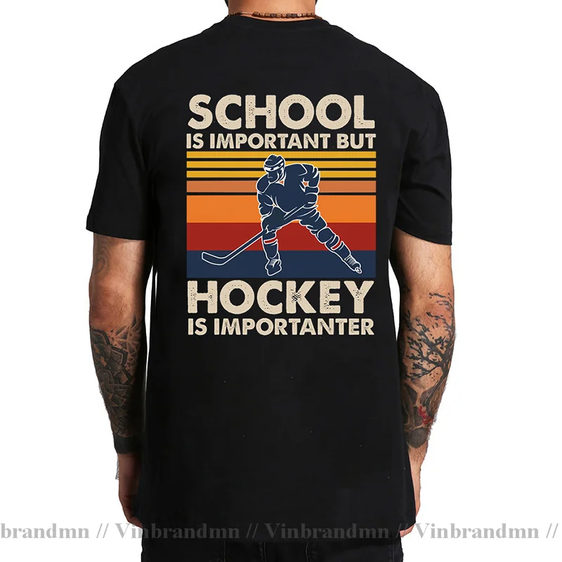 Школа важна но хоккей важнее футболка мужская уличная одежда с коротким рукавом