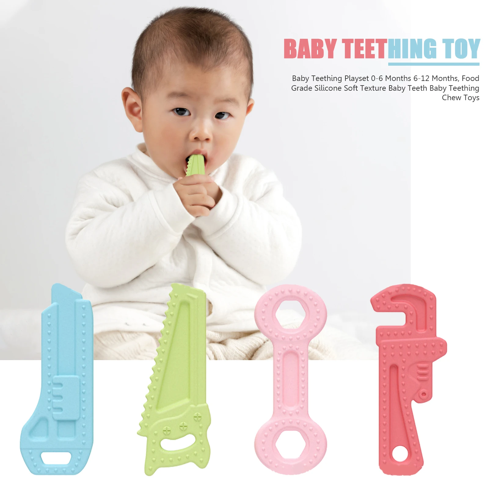 

Baby Teethers 0-6 Months4PCS Silicone Baby Teething Toys Set BPA Free Oral Motor Stimulation Relief Soothe Babies Gums Set