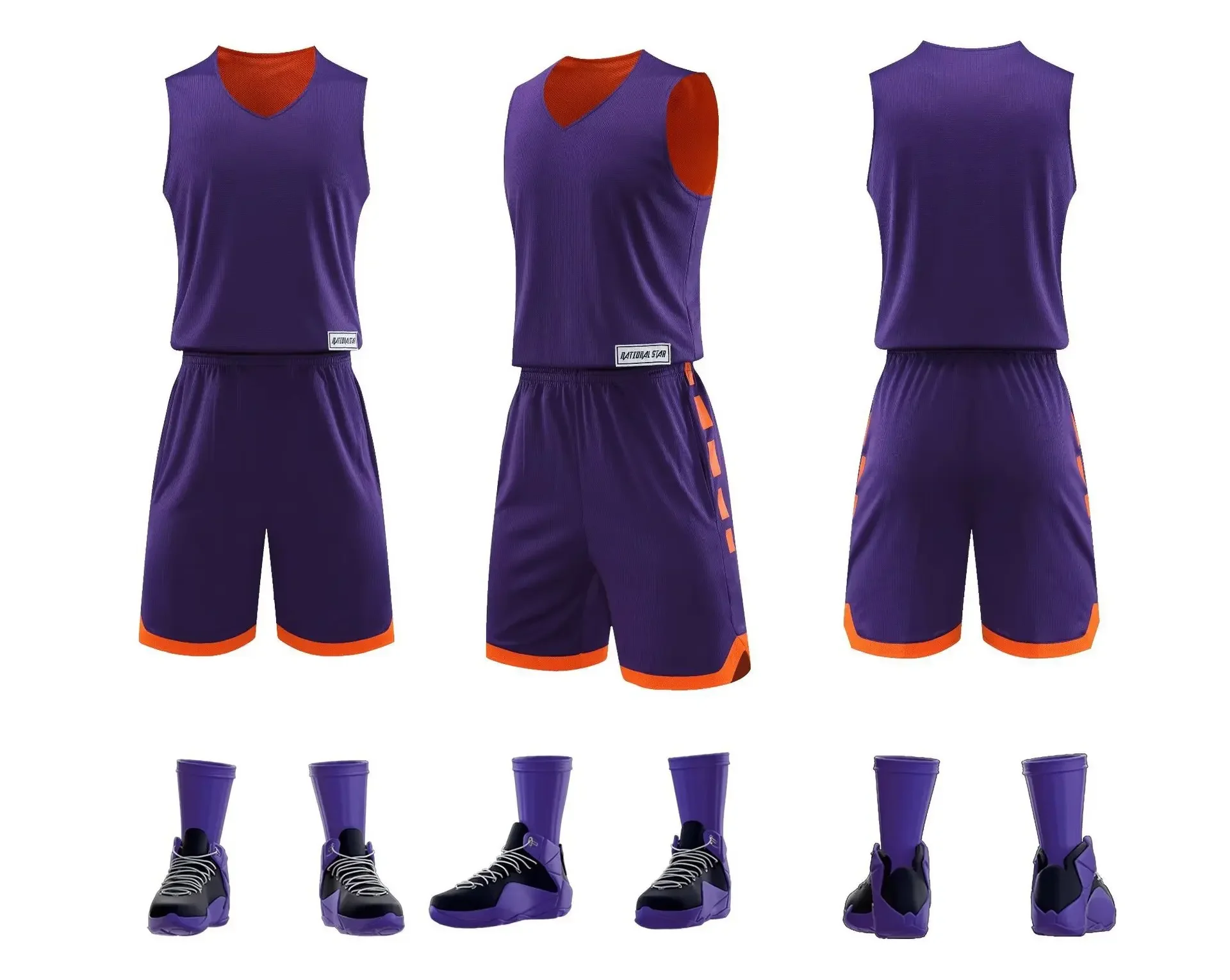 Двусторонний баскетбольный Трикотажный костюм в американском стиле Мужская