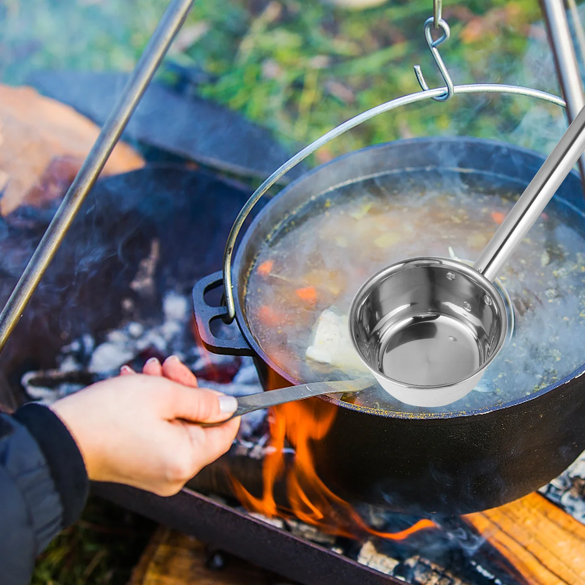 

Stainless Steel Handle Water Ladle Kitchen Soup Spoon Food Distribution Spoons