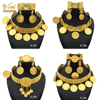 ethiopian jewelry set for women wedding nigerian necklace and earing african choker 24k gold plated indian bridal coin jewellery
