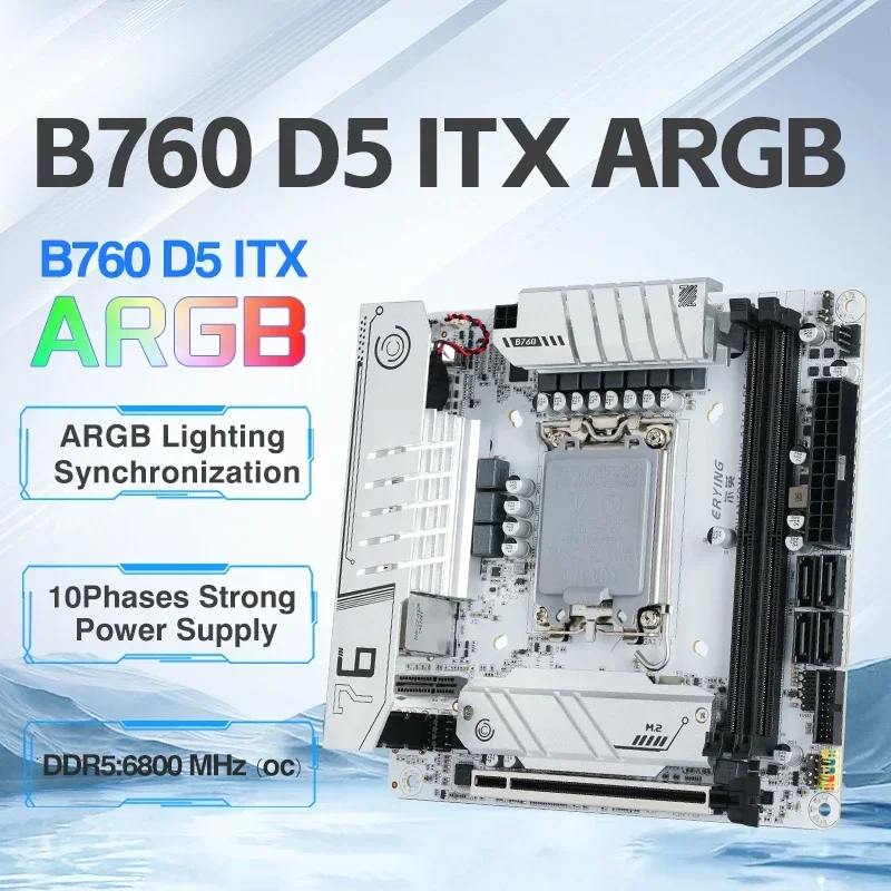 Игровая материнская плата ERYING ITX B760i ARGB LGA 1700 115x поддержка Core 12/13/14 i9/i7/i5/i3/Pentium