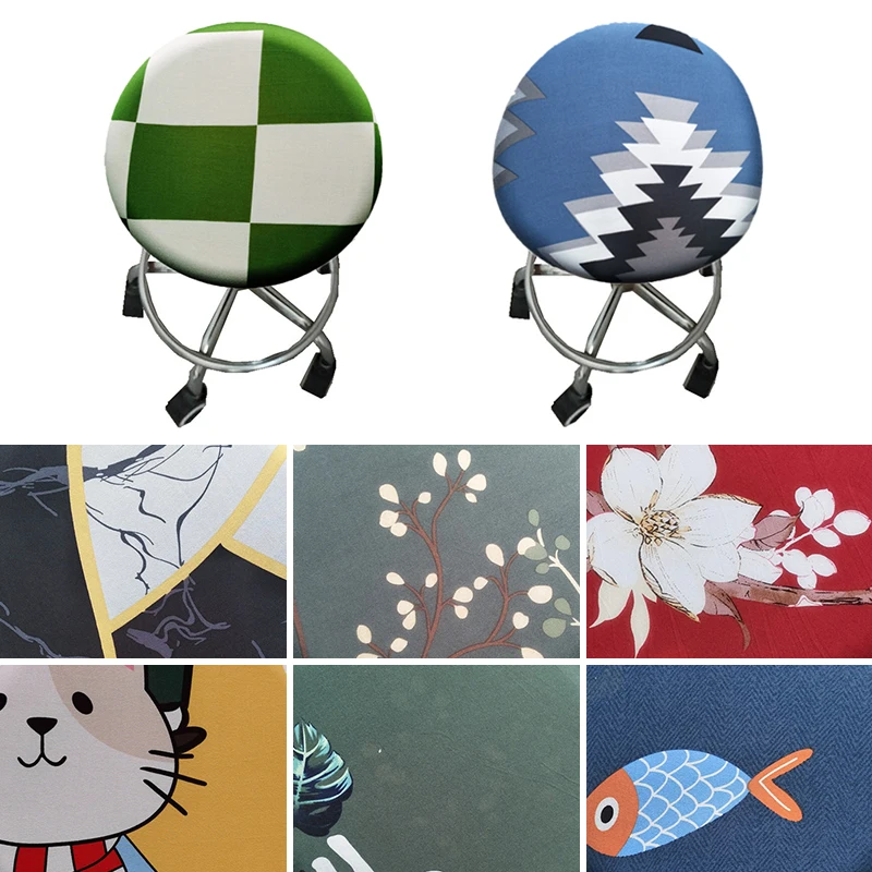 

Chair Cover Household Dining Seat Round Chair Fashion Cover Modern Printed Slipcover Bar Stool Cover For Home Hotel Items