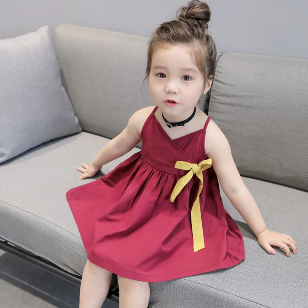 

Fashion Summer Novel Solid Color Strap Ribbon Dress