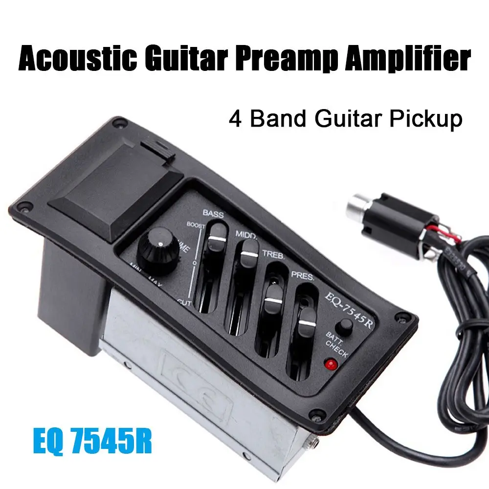 

Acoustic 2.5mm Plug Battery Box Tuner Guitar Preamp EQ 7545R EQ Equalizer 4 Band Guitar Pickup