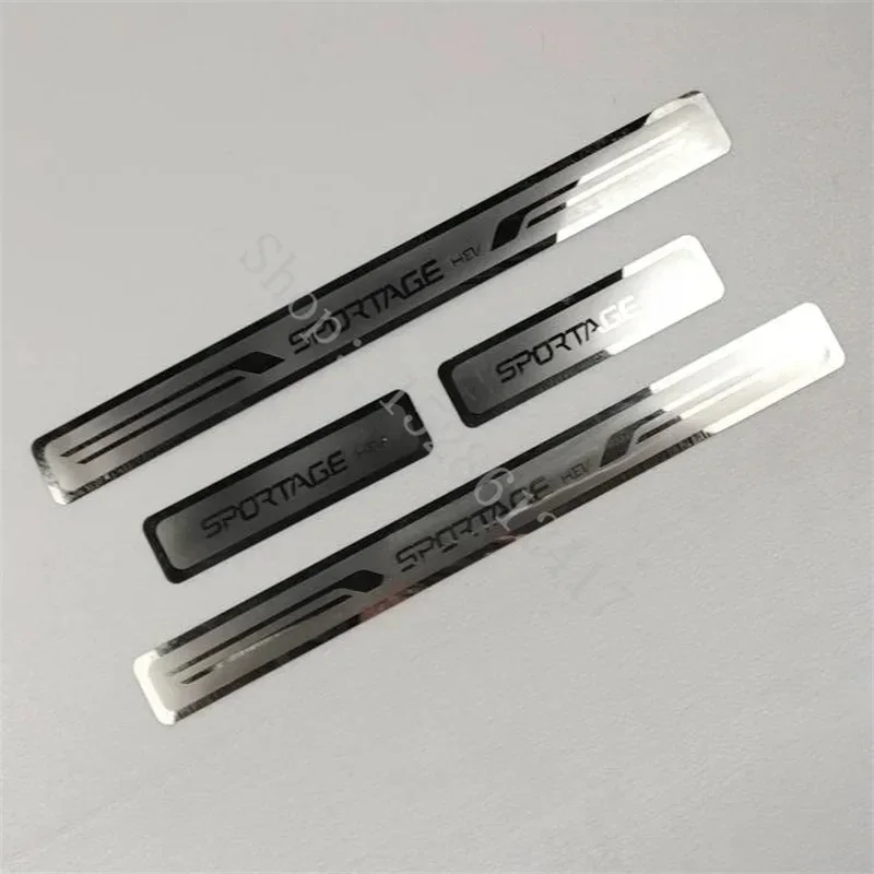 

Наклейки для KIA SPORTAGE hev 2016 2017-2024, порог, приветственная педаль, автомобильные аксессуары, Накладка на порог из нержавеющей стали