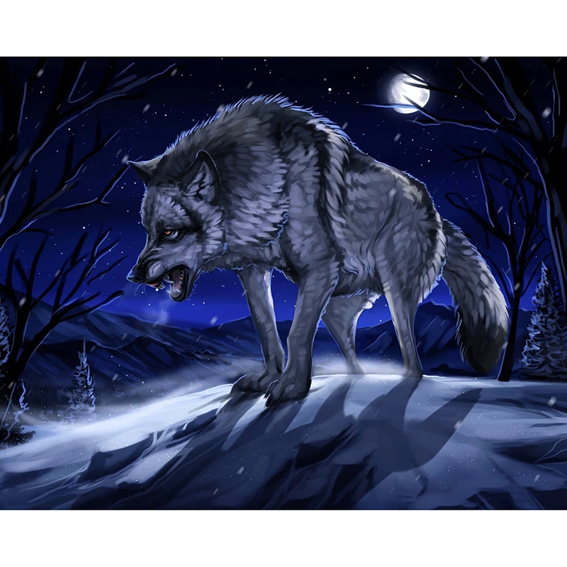 

Алмазная живопись 5D «сделай сам», полноразмерная/круглая вышивка крестиком с изображением волка, мозаика для домашнего декора, подарок