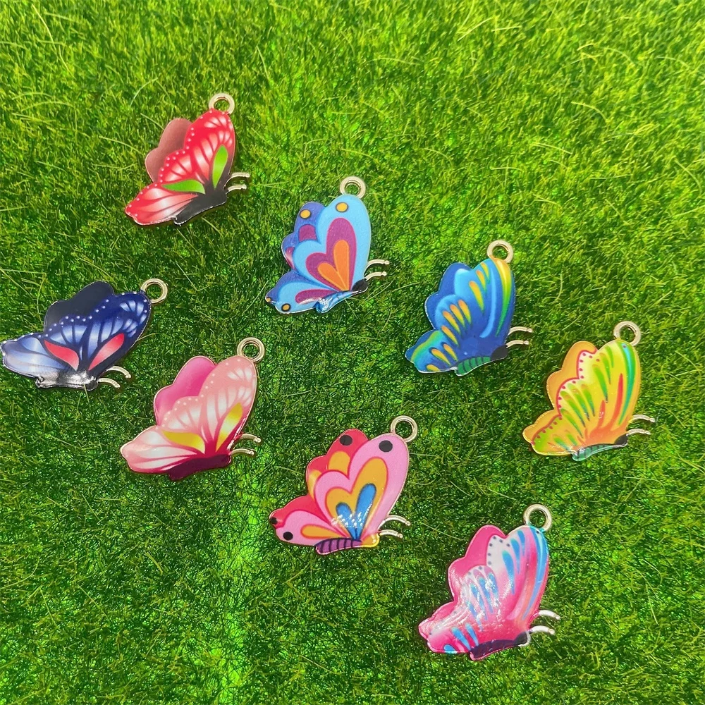 

Fashion Alloy Printing Mixed Color Butterfly Necklace Charm for Women Bracelet DIY Handmade Supplies Accessories Wholesale