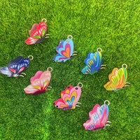 fashion alloy printing mixed color butterfly necklace charm for women bracelet diy handmade supplies accessories wholesale