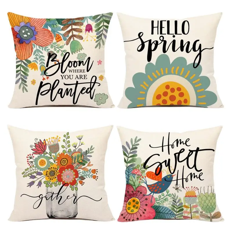 

Весенний цветок, бежевая искусственная подушка 45x45, квадратная декоративная подушка для сада, дивана