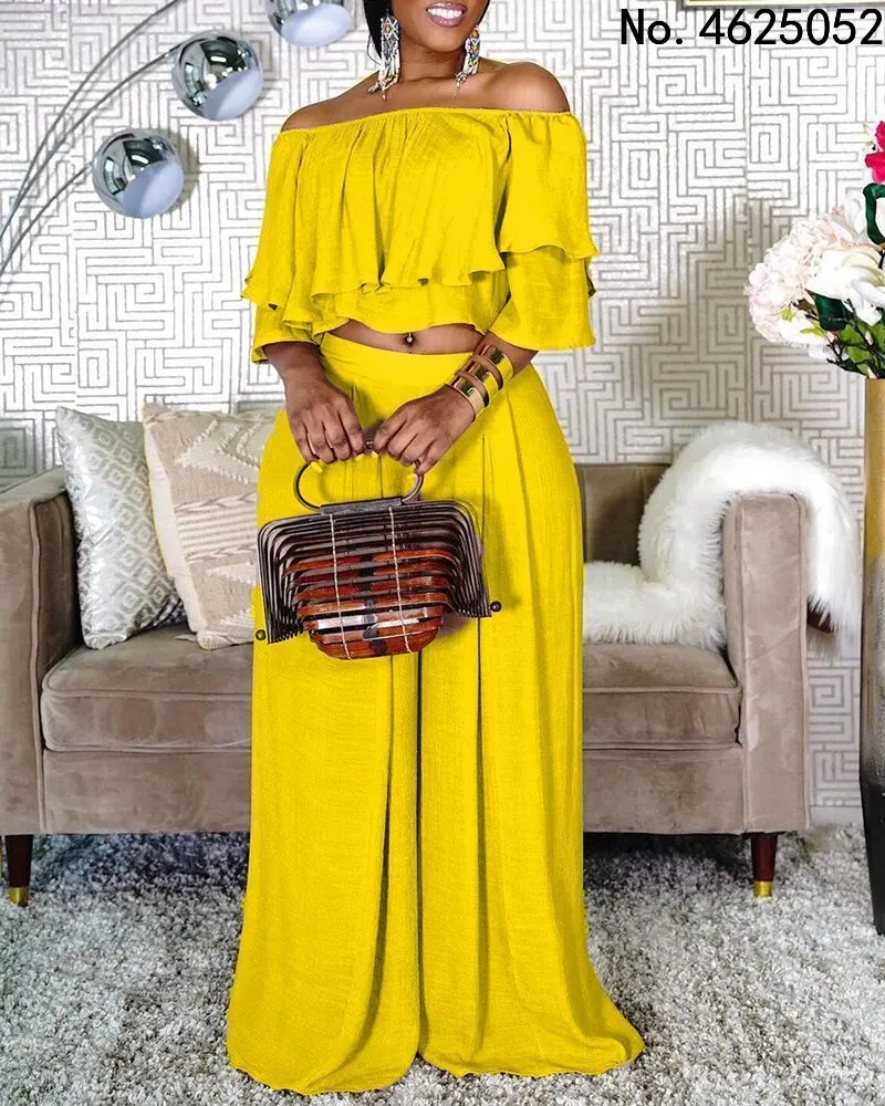 

Весна-лето 2022, Африканское женское платье с коротким рукавом, зеленое и желтое платье, комплект из двух предметов, топ и юбка, африканская од...