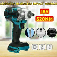 18v 520nm brushless cordless electric impact wrench rechargeable 12 inch wrench power tools compatible for makita 18v battery