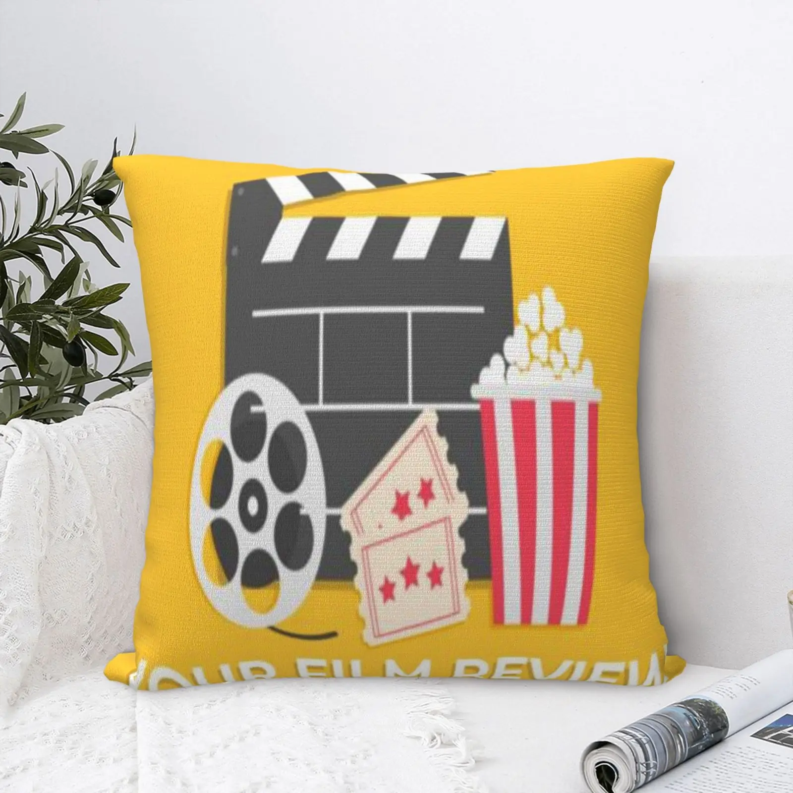 

Retro Movie Production Film Letters 4 Pillow Case Black Decorative Living Room Cushion Cushion Kawaii Living Room Vintage Sofa