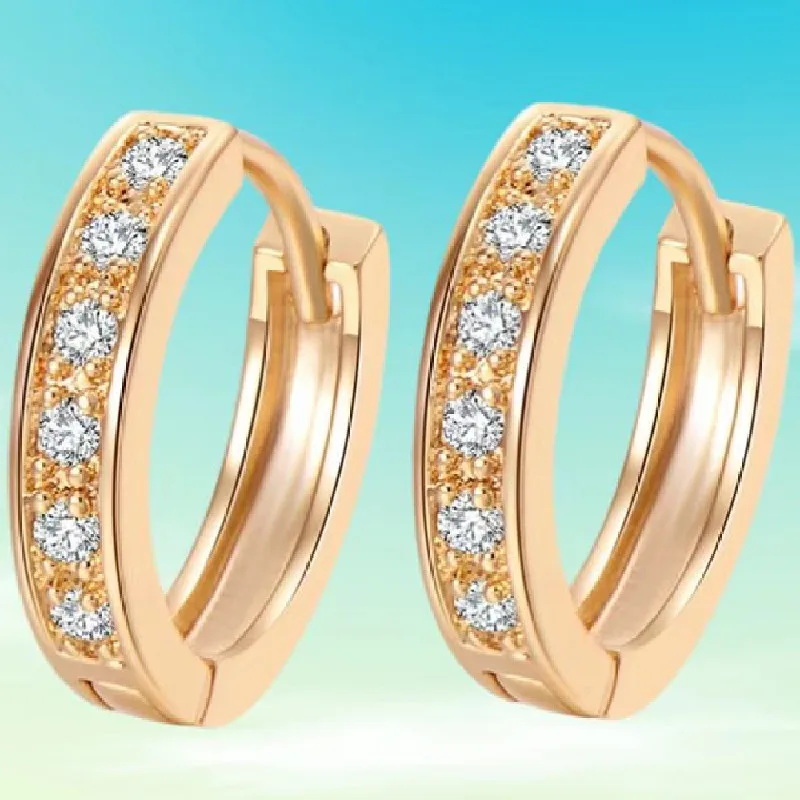 

Fashion Ladies Stainless Steel Classic Round Geometric Austrian Crystal Diamond Earrings Stud Earrings Birthday Party Anniversar