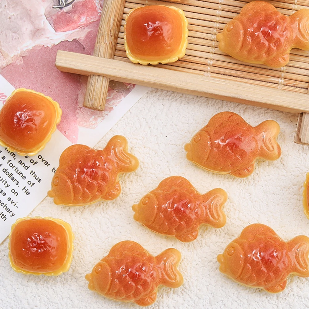 10 шт. блестящие рыбьи хлеб серии резиновые кабошоны из смолы для шпильки