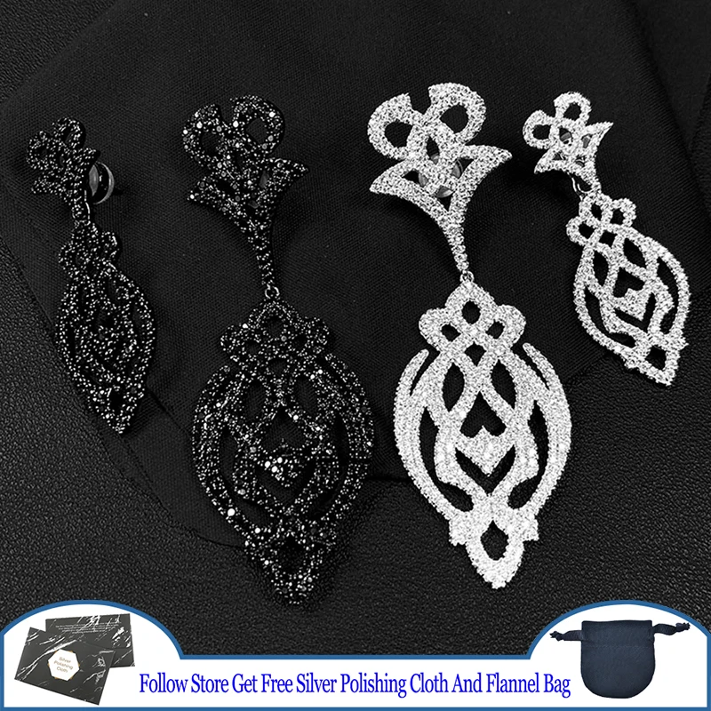 

Vine Pattern Hollow Lace Totem Long Flower Earrings S925 Sterling Silver Arab Tribal Style Classic French Vintage Jewelry Gift