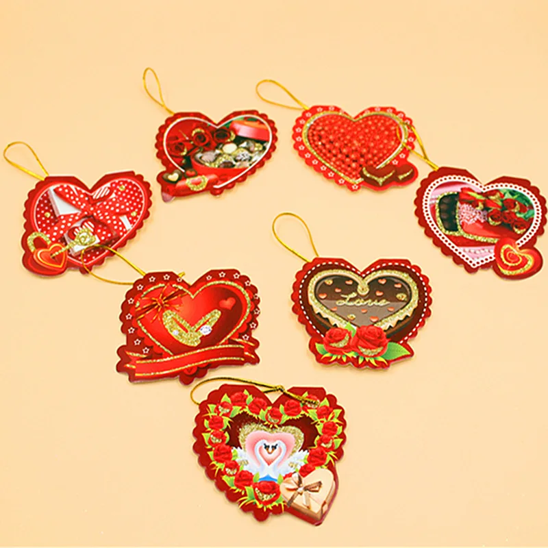 

Wholesale Creative Gift Decoration Hang Tags Cards Flower Products Heart Shaped Greeting Card Foldable Birthday Cake Message