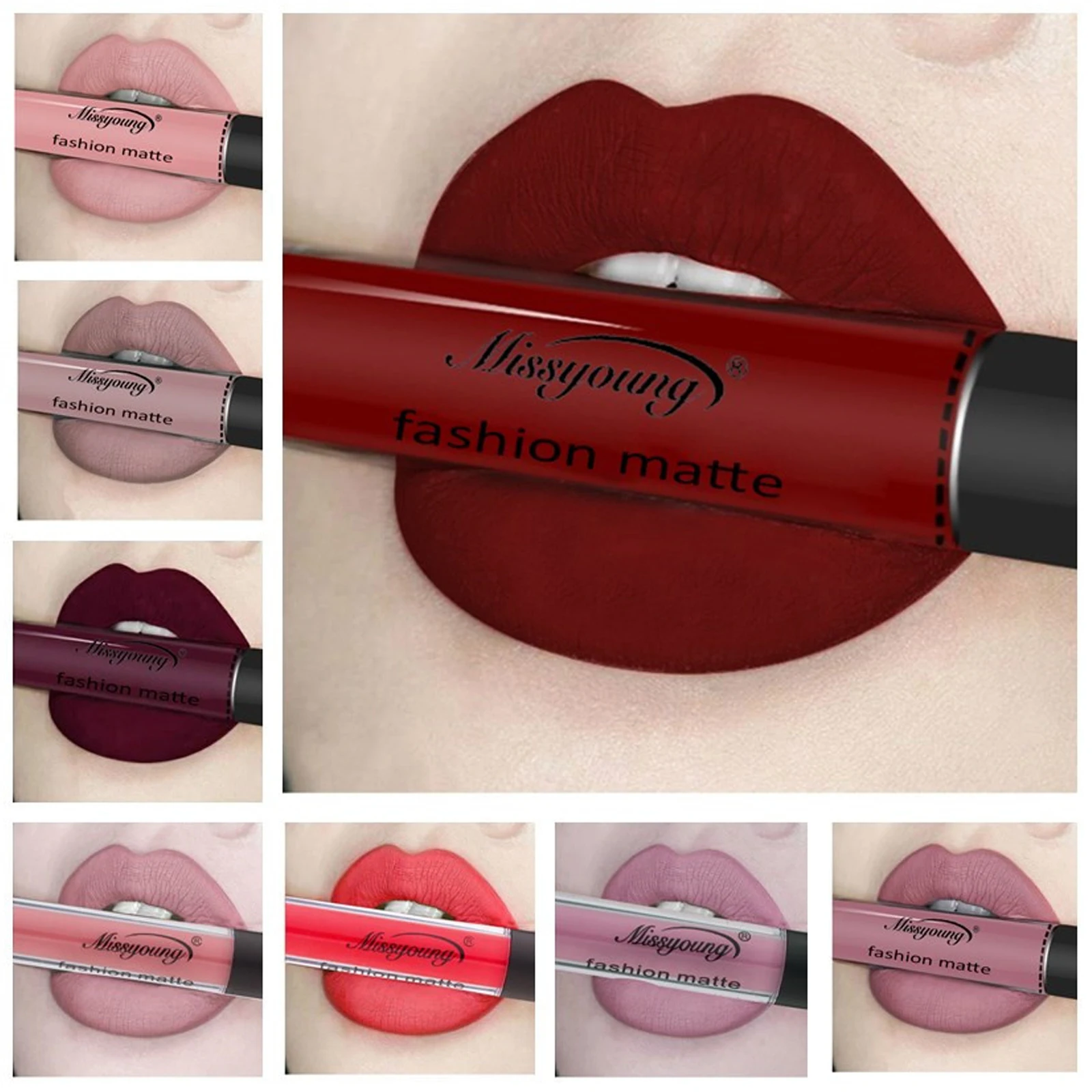 

12 Colors Liquid Lipstick Matte Lip Gloss Lip Tint Easy To Wear Long Lasting Waterproof Non Stick Cup Sexy Lip Glaze Lip Makeup