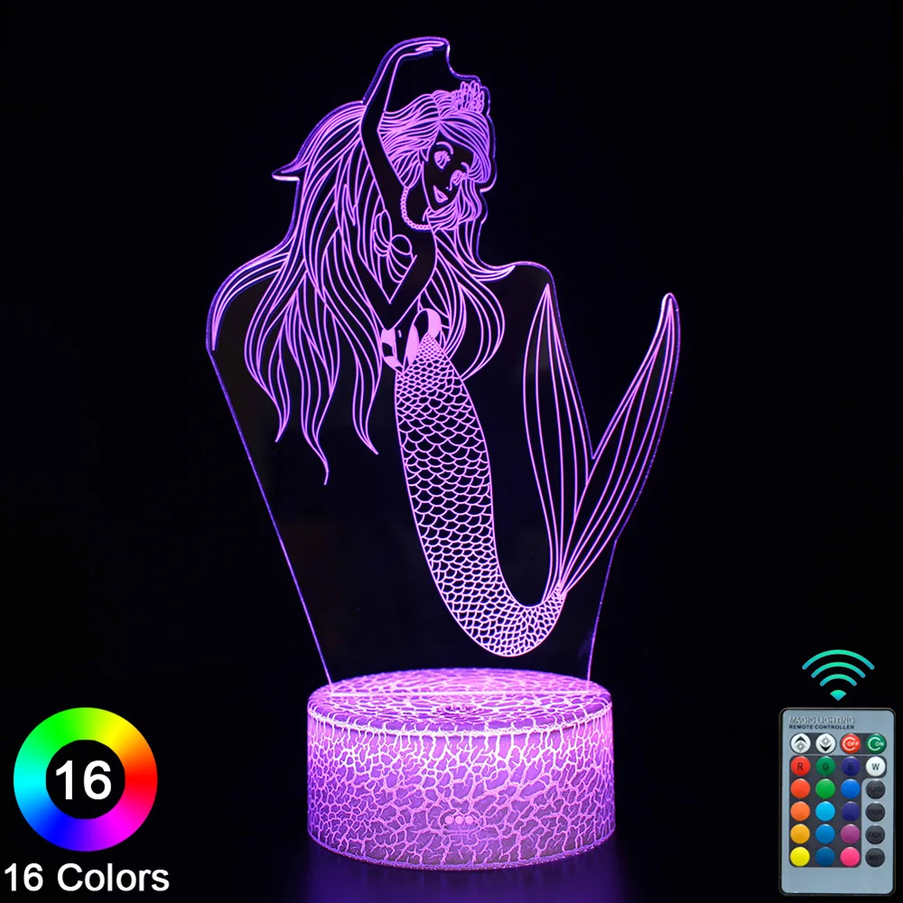 

Светодиодные 3D ночники «русалка» с сенсорным управлением, новинка, настольная лампа для декора комнаты, подарок на Рождество, день рождения...