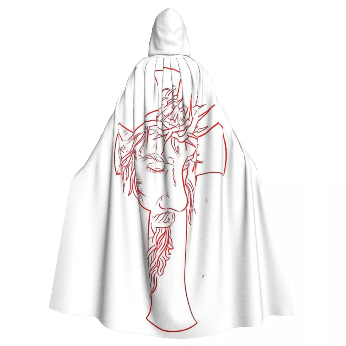 

Jesus Tattoo Hooded Cloak Halloween Party Cosplay Woman Men Adult Long Witchcraft Robe Hood