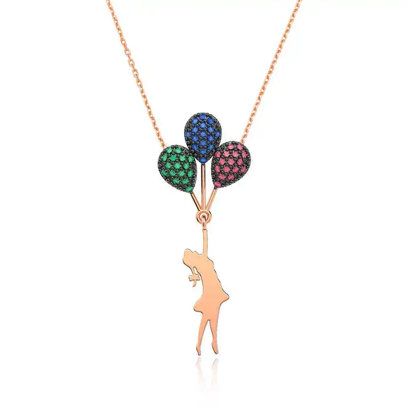 

Tevuli 925 пробы серебро красочный воздушный пузырь девочка Цепочки и ожерелья