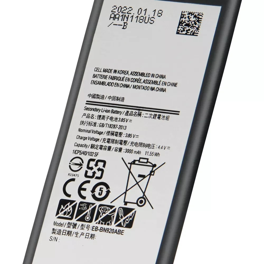 

Replacement Phone Battery For Samsung Galaxy Note 5 SM-N9208 Note5 N9208 N9200 N920t N920c Genuine EB-BN920ABE 3000mAh