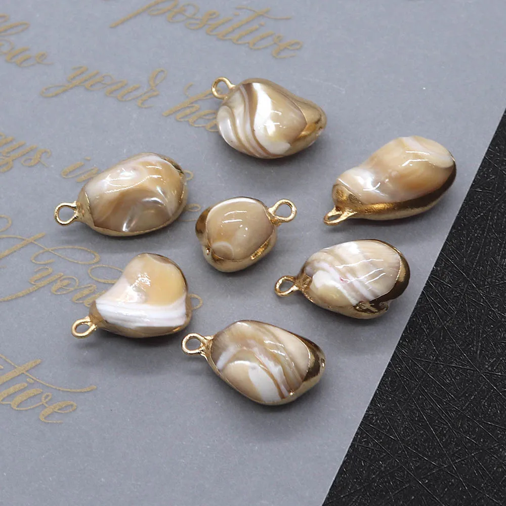 

Natural Shell Pendants Jewelry Double Hole Connector DIY Bracelets Necklaces Earrings Accessories Horseshoe Snail Shell Charms