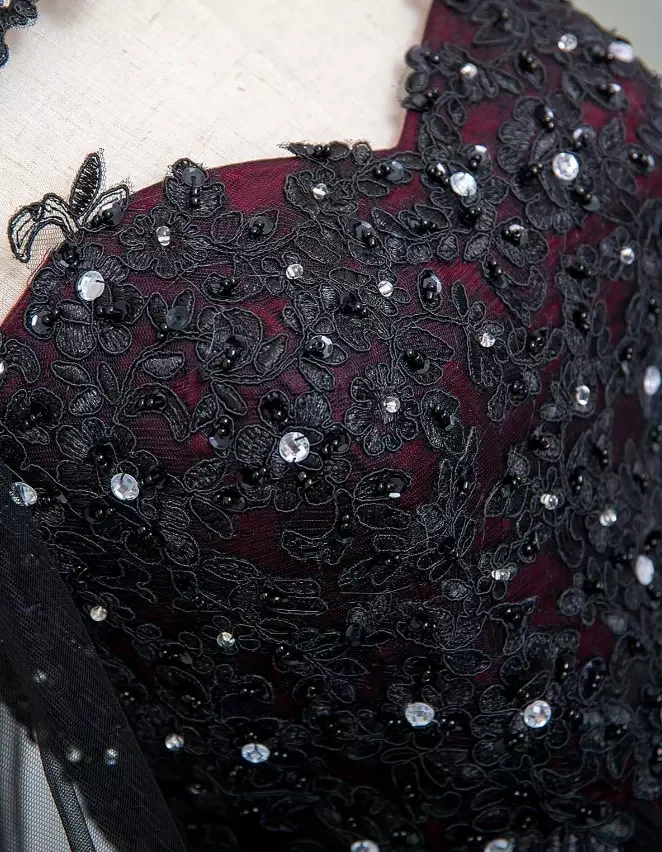 Черно-красные готические Свадебные платья LIYYLHQ с накидкой облегающая Аппликация