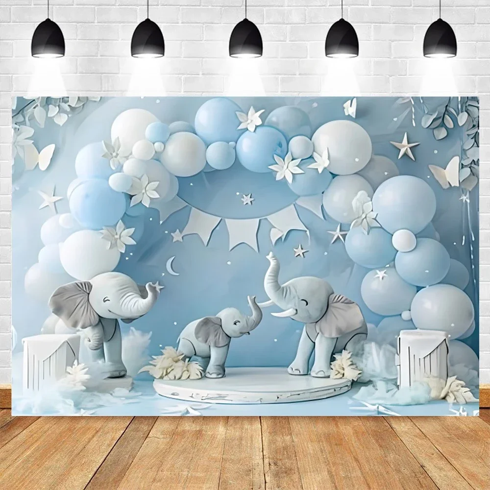 Hot Air Balloons Bear Baby Shower Photography Background Boys Girls Birthday Cake Smash Party Decor Photoshoot Props