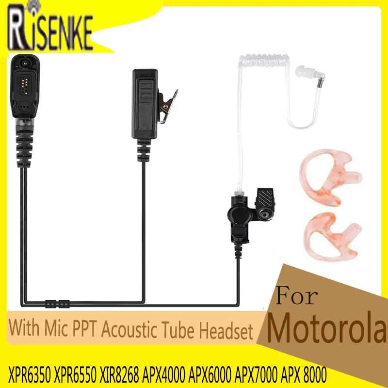Earpieces Walkie Talkie with Mic PPT Acoustic Tube Headset for Motorola XPR6350 XPR6550 XIR8268 APX4000 APX6000 APX7000 APX 8000