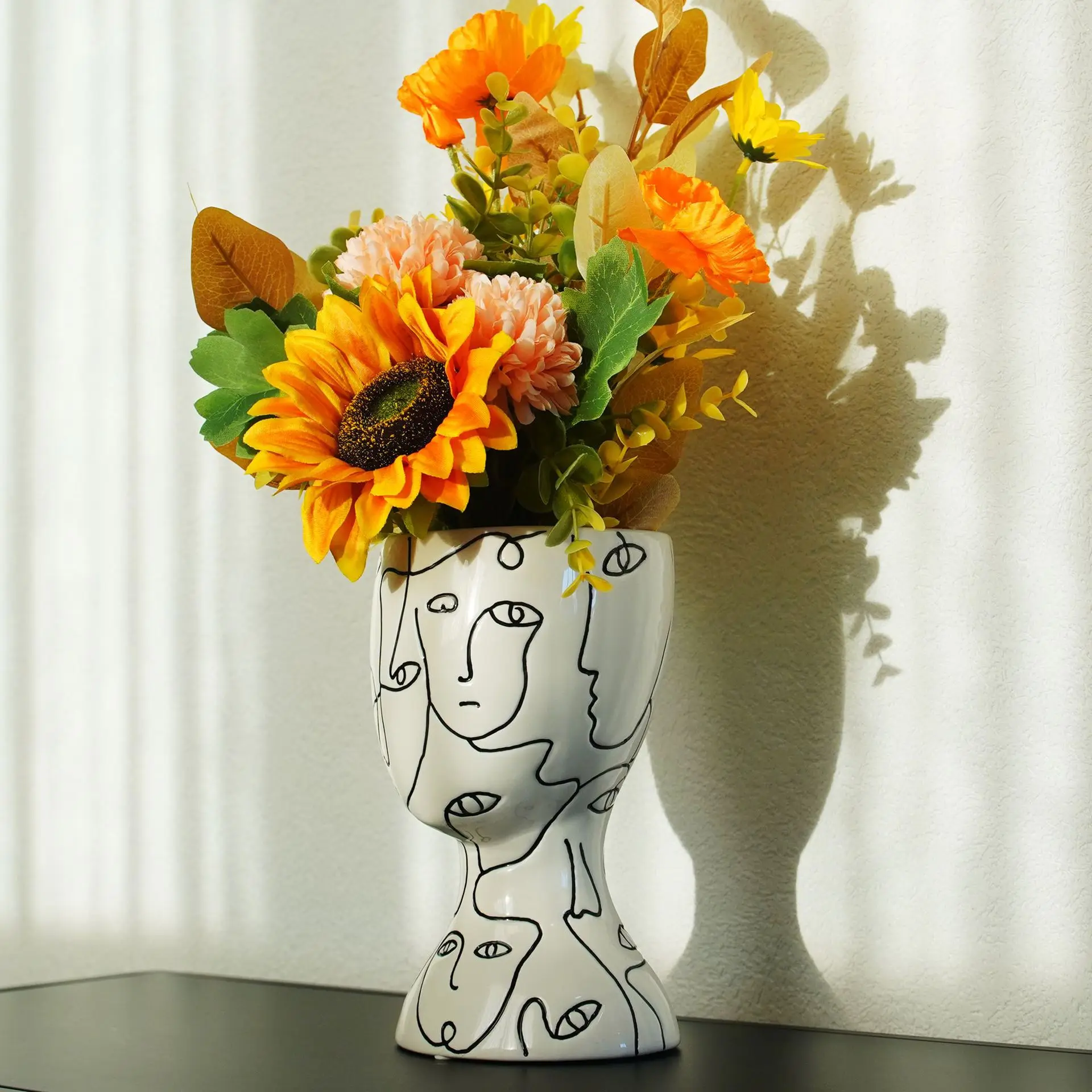 

Nordic Home Decor Abstract Face Ceramic Vase Unique Modern Art Home Decoration Living Room Decoration Home Decor Plant Pot