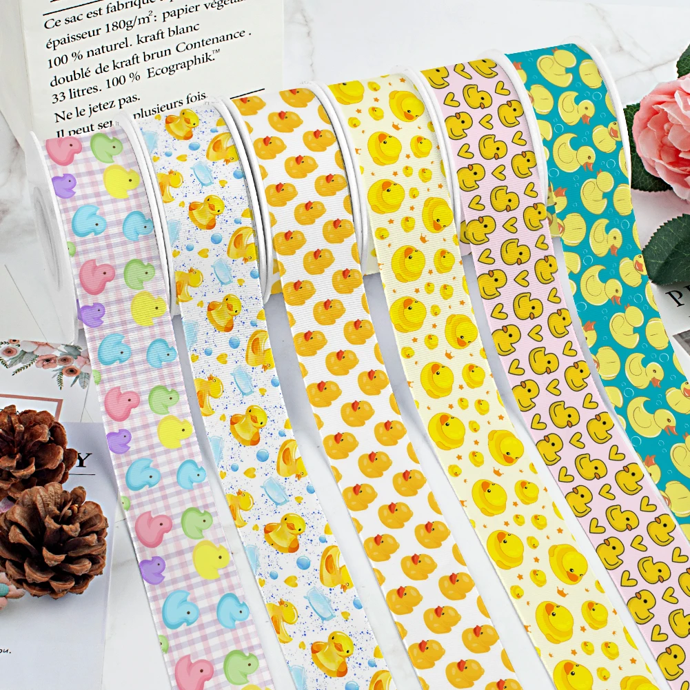 

10yards Charming Duck Pattern Grosgrain / Sateen Ribbon For Hair Bows DIY Gift Wrapping Handmade Materials