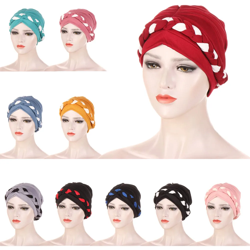 

Muslim Women Hijab Hat Cancer Chemo Cap Braid Turban Headscarf Islamic Indian Head Wrap Femme Beanie Bonnet Hair Loss Cover Caps