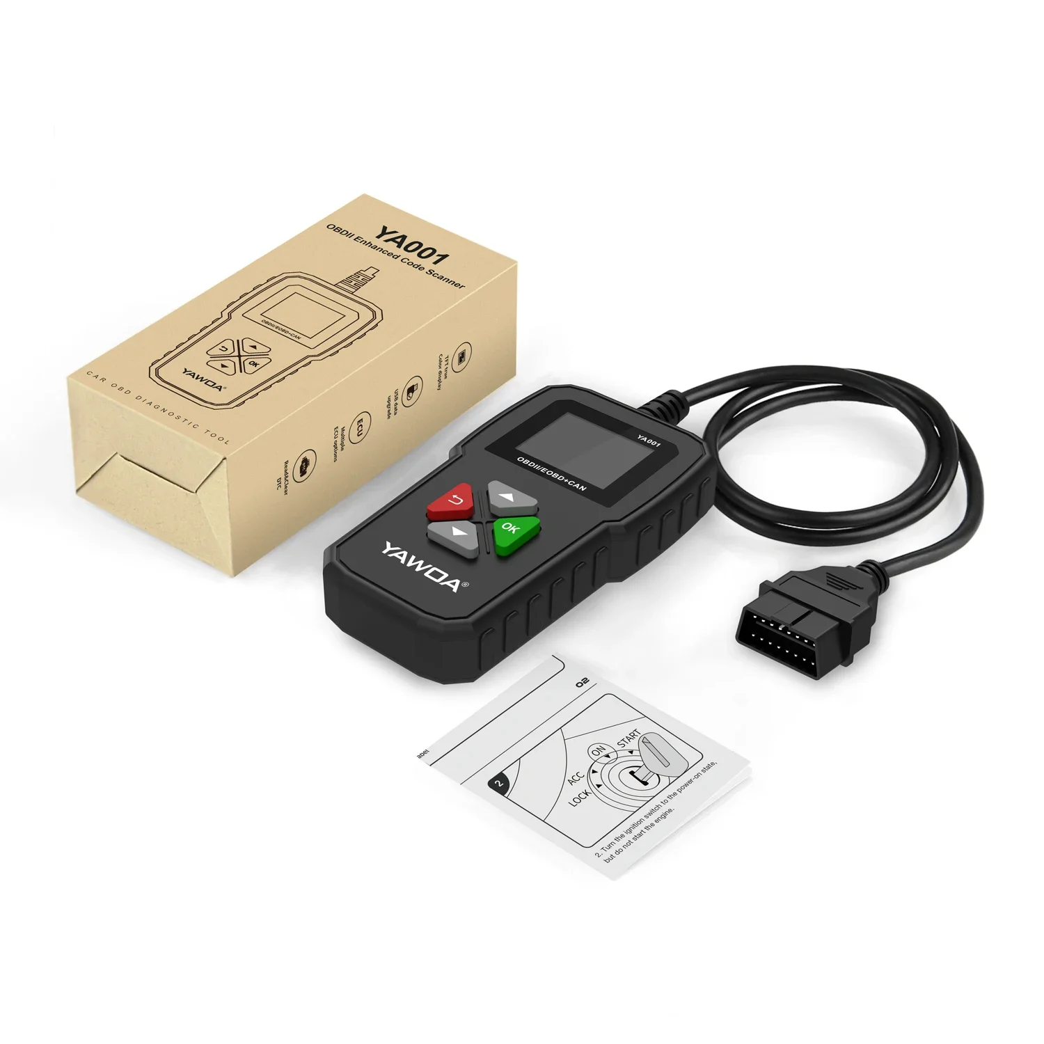 Сканер OBD2 YA001 Автоматические диагностические инструменты OBDII EOBD Code Reader 12 В
