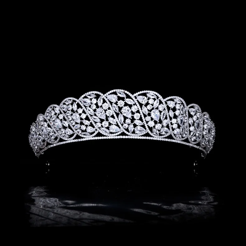

Роскошная Высококачественная новая большая блестящая корона из циркония свадебный головной убор аксессуары для свадебного платья невесты корона принцессы
