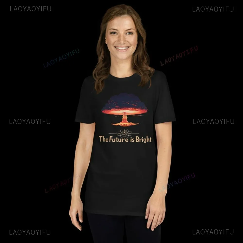 Фото Хлопковые футболки «Будущее ярко» Ядерная бомба Fall Out Explosion World Peace Niche Design Sense A Nuclear-free World Unisex №2