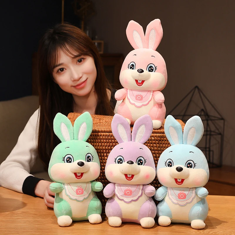 

1pc 28cm Cute Colorful Rabbit Plush Toys Bunny Stuffed Animal Baby Doll Girl Accompany Sleepy Pillow Lovely Gifts For Kids