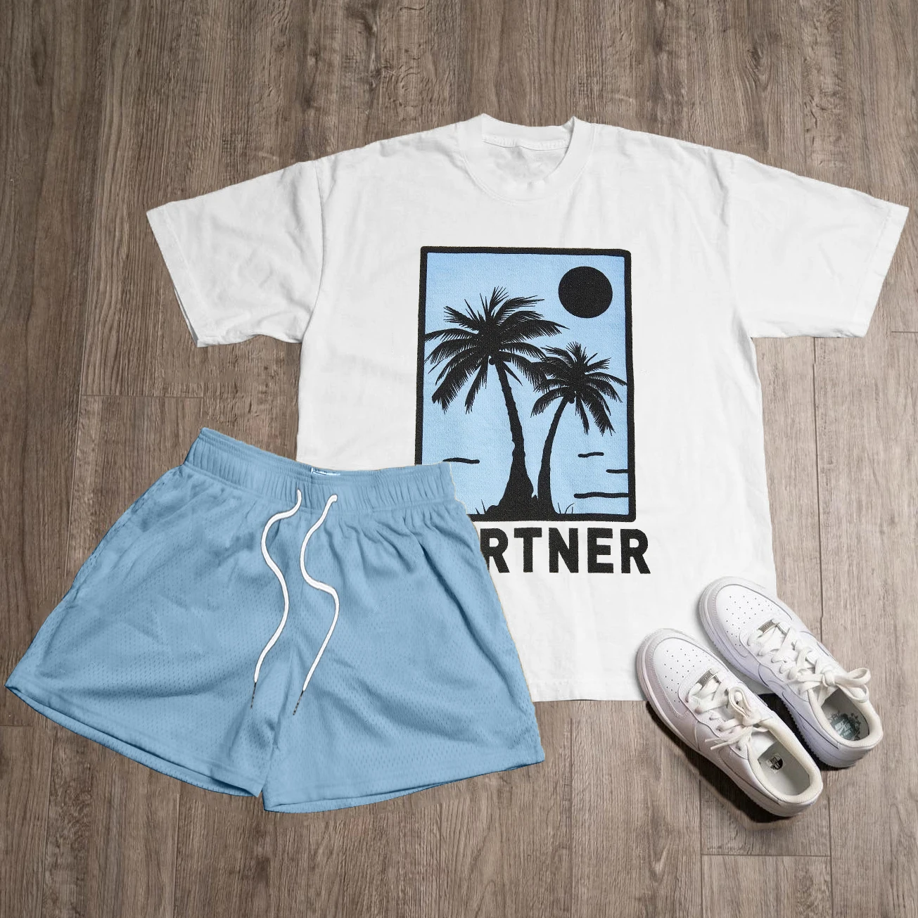 2023 Summer New Print Pattern Street Men's Clothing Daily Outdoor Casual T-shirt Shorts Two Piece Beach Unisex Couple Set Roupas
