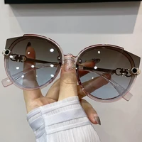 vintage cat eye round sunglasses womens korean version metal rimless gradient sun glasses luxury shades uv400 oculos de sol
