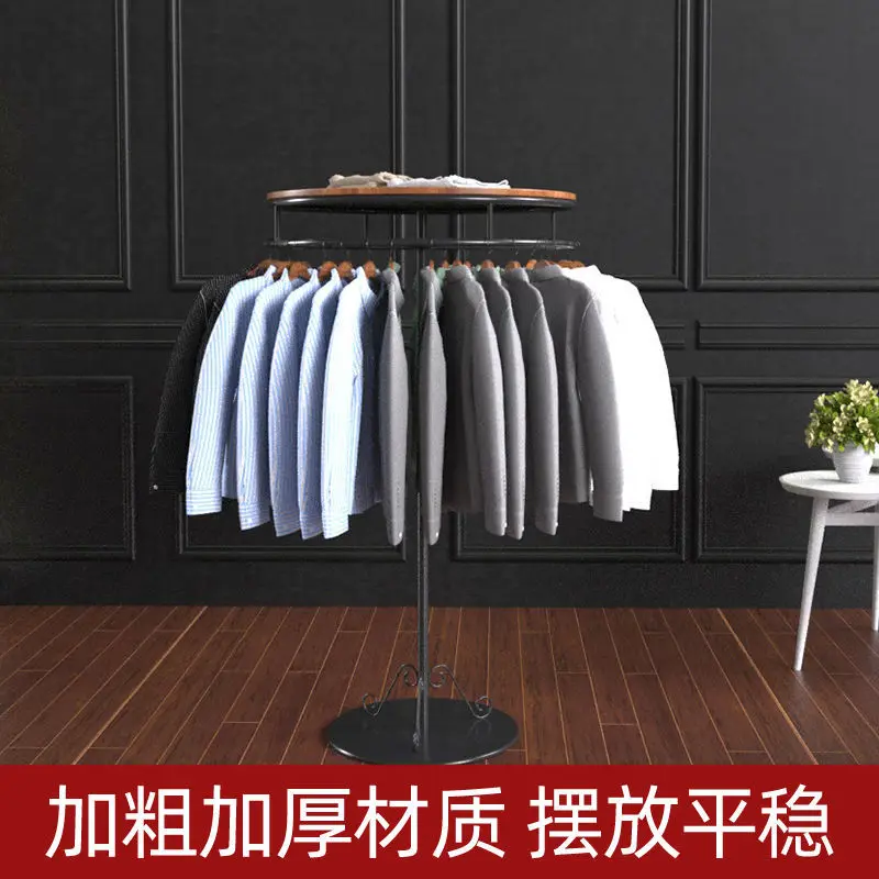 

Walnut round display stand women's vintage wrought iron shelf rotating Nakajima clothing shelf display stand landed shelf