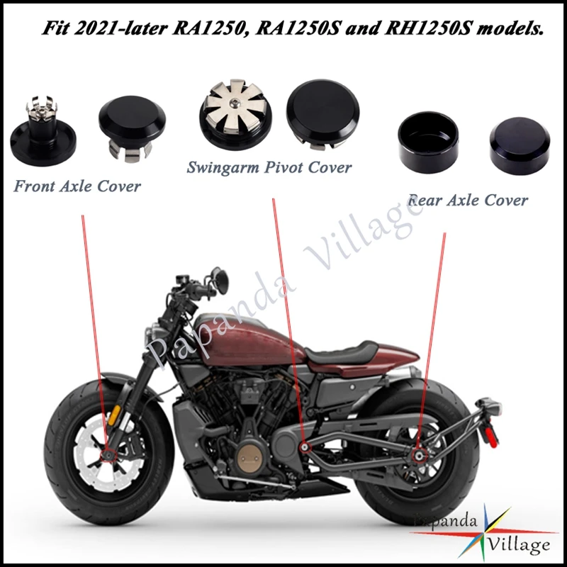 For Harley Sportster RH1250S Pan America RA1250 S Motorcycle Black Front Rear Axle Nut Cover Swingarm Pivot Protector 2021 |