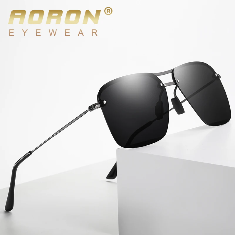 

Солнцезащитные очки AORON поляризационные, модные брендовые дизайнерские классические квадратные антибликовые, в металлической оправе, для ...