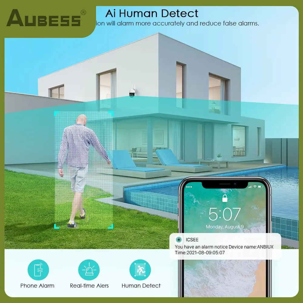 

Ip-камера с автослежением, 5-кратным цифровым зумом, Wi-Fi, 3 Мп