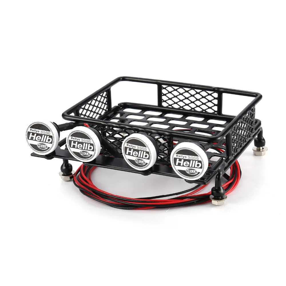 

Metal 115x107mm Luggage Carrier Roof Rack With Spotlights for Tamiya CC01 CR01 RC4WD D90 Axial SCX10 1/10 RC Crawler Car