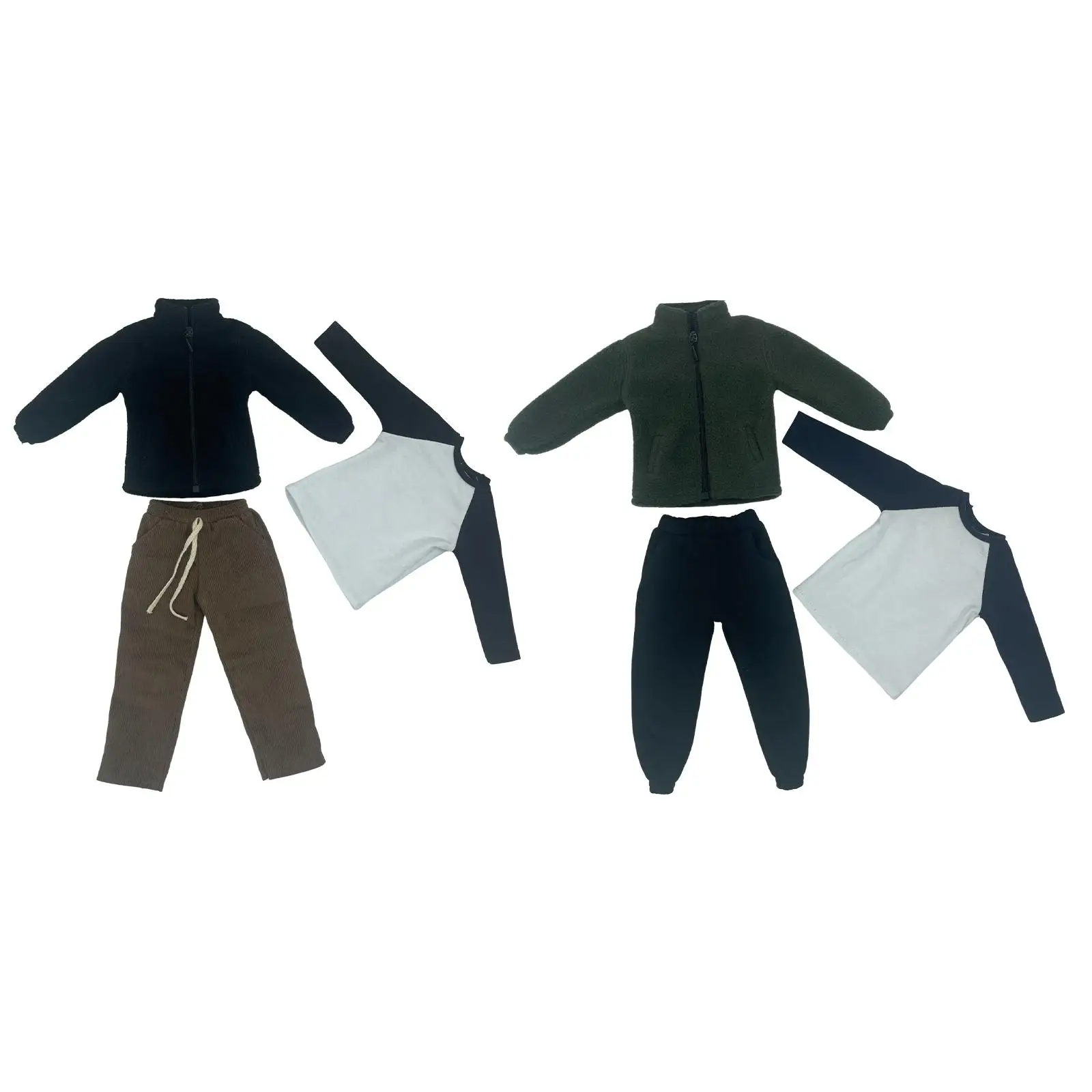 

3x 1/6 Men Fleece Jacket and T Shirt Pants Miniature Clothing for 12" Doll Model Dress up Male Soldiers Figures Accessory