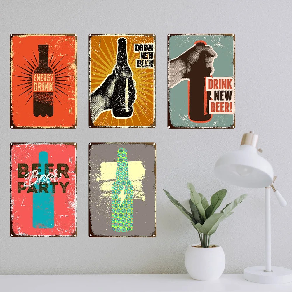 Винтажное ледяное холодное пиво, металлическая жестяная фототабличка, бар, паб, клуб, мужская пещера, Постер, металлическая пластина для декора