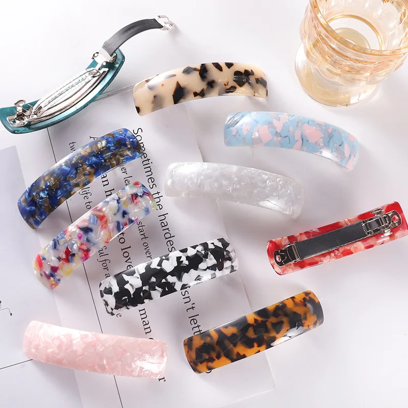 Ful Flow Pattern Curved Spring Clip Hair Accessories For Women With Gradient Pearlescent Bangs Edge Clip Hair Clips