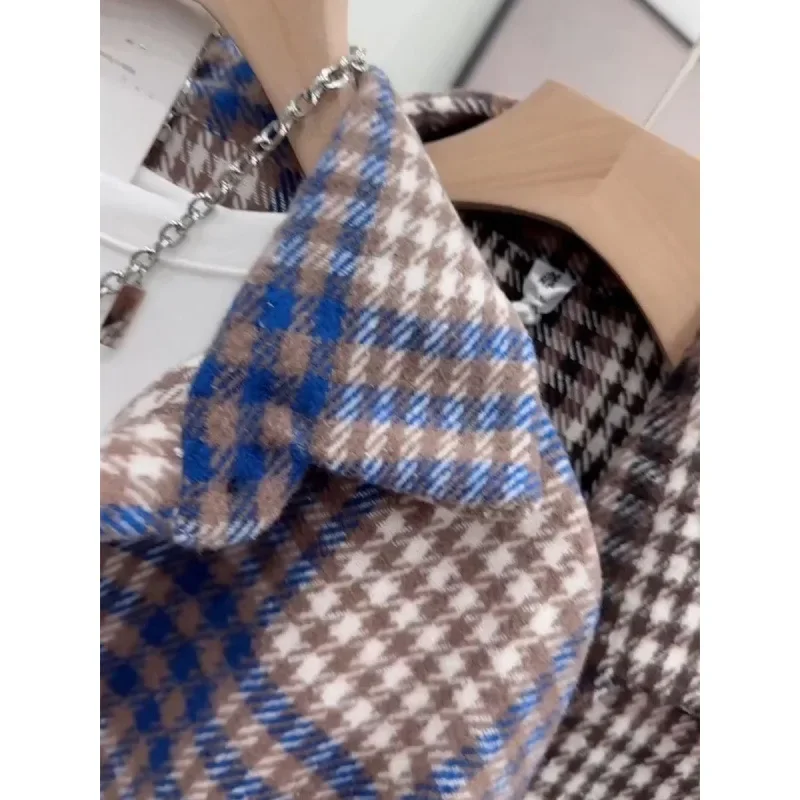 Винтажная клетчатая рубашка в гонконгском стиле женская свободная повседневная