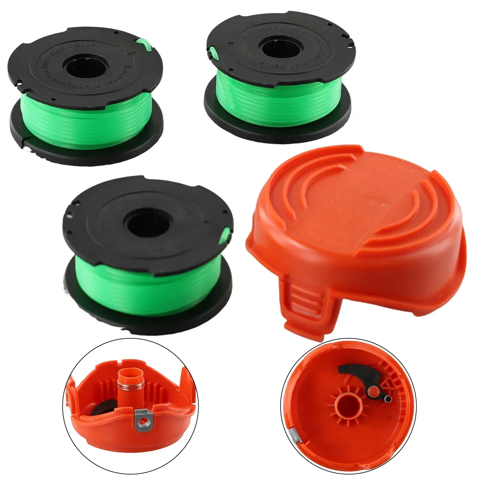 3-упаковка катушки триммера с крышкой для садовой косилки Black & Decker GL7033 GL8033 GL9035 и