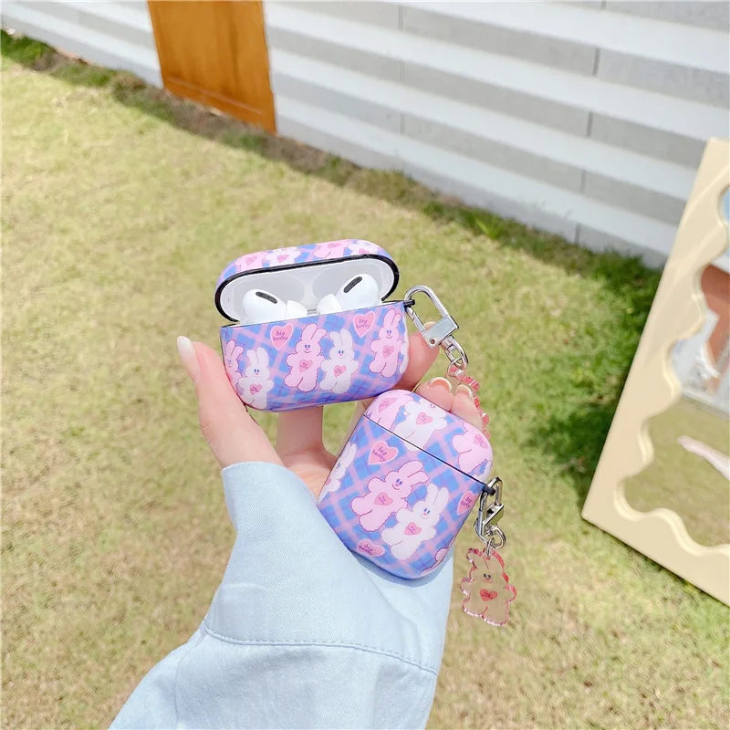 

Creative Lattice Cute Rabbit Case for Apple AirPods 1 2 3 Pro Cases Cover IPhone Bluetooth Earbuds Earphone Air Pod Pods Case